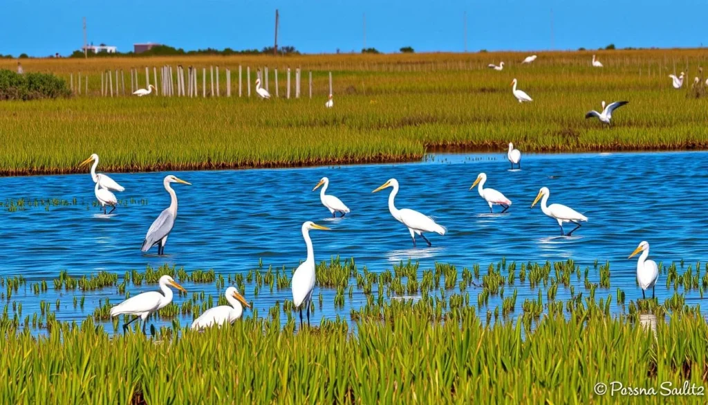 Diverse bird species in Pass-a-Loutre Wildlife Management Area