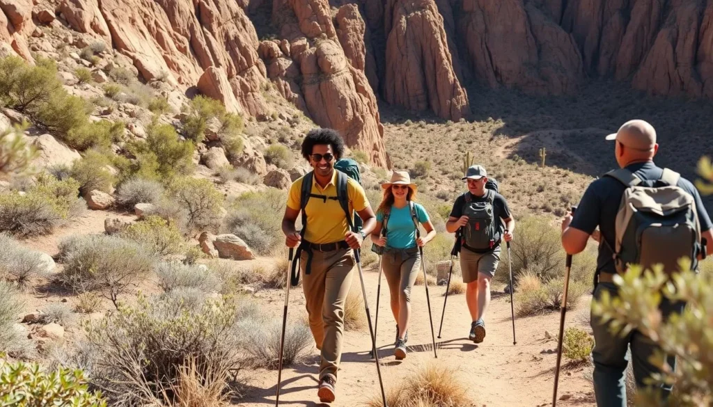 Diverse group of hikers enjoying the Dog Canyon Trail