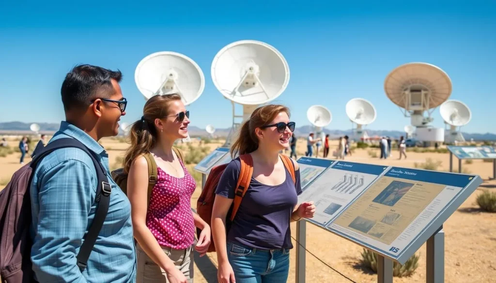 Diverse group of visitors enjoying the VLA self-guided tour