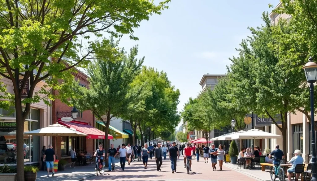 Downtown Davis with its vibrant street scene near Woodland