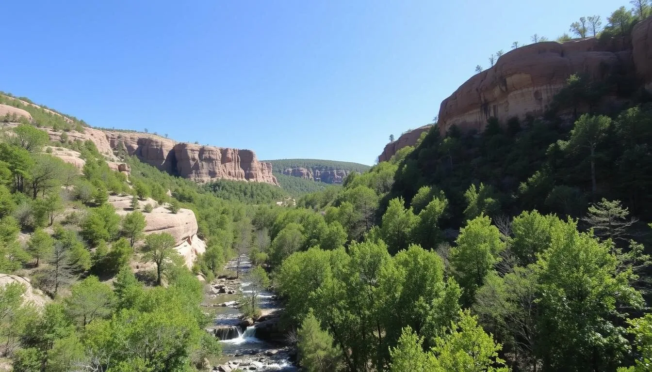 Dramatic sandstone bluffs and waterfalls at Piney Creek Ravine Nature Preserve, Illinois