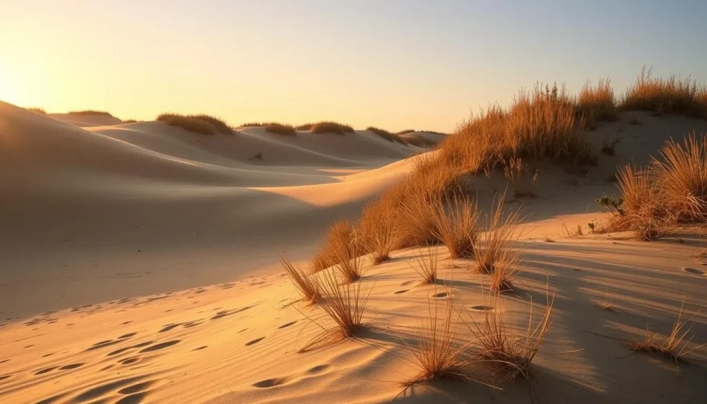 Early morning light illuminating the dunes and coastal vegetation at Tolowa Dunes State Park Early morning light illuminating the dunes and coastal vegetation at Tolowa Dunes State Park
