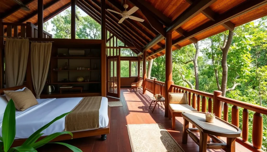 Eco-friendly jungle lodge accommodation in Bandipur with forest views