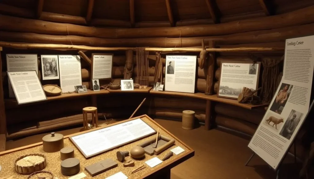 Educational exhibit about Native American culture at Wassama Round House State Historic Park