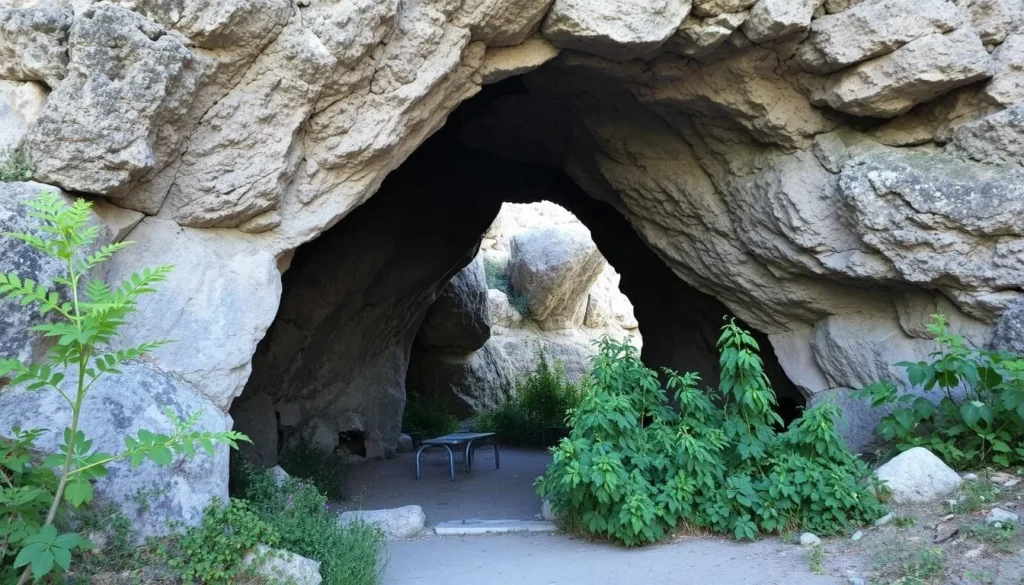 Entrance to Fort Stanton Cave showing natural rock formations