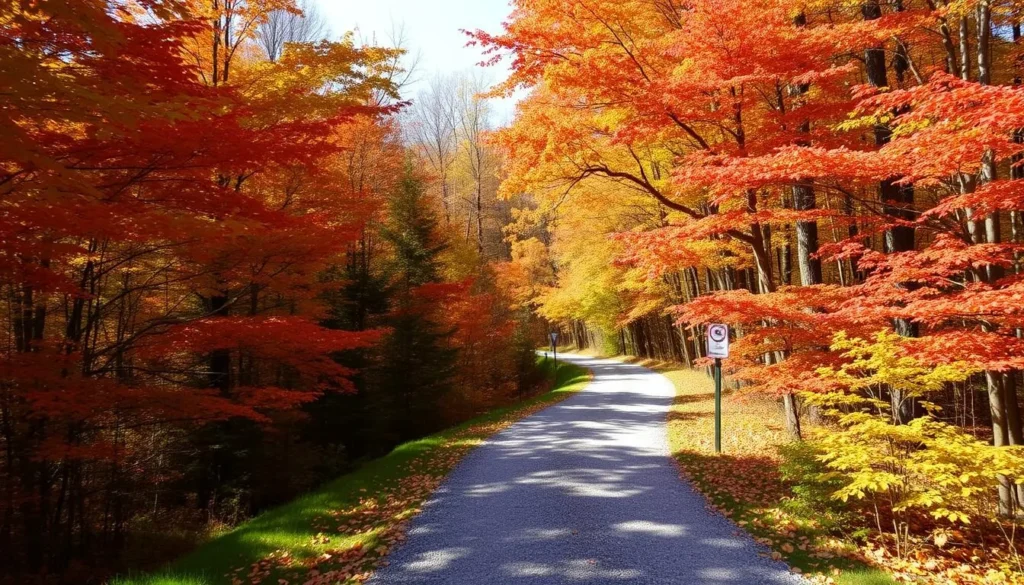 Fall foliage along the Tunnel Hill State Trail with vibrant autumn colors Fall foliage along the Tunnel Hill State Trail with vibrant autumn colors