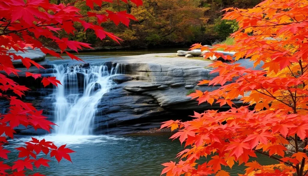 Fall foliage surrounding the waterfalls at Salt Springs State Park Pennsylvania Fall foliage surrounding the waterfalls at Salt Springs State Park Pennsylvania