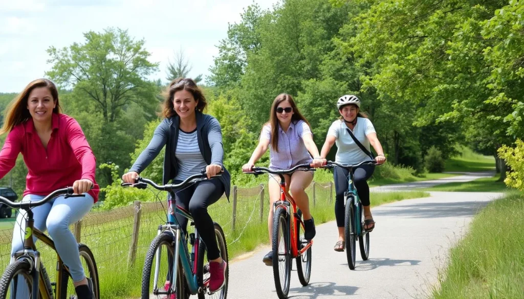 Family biking on trails near Warminster Pennsylvania