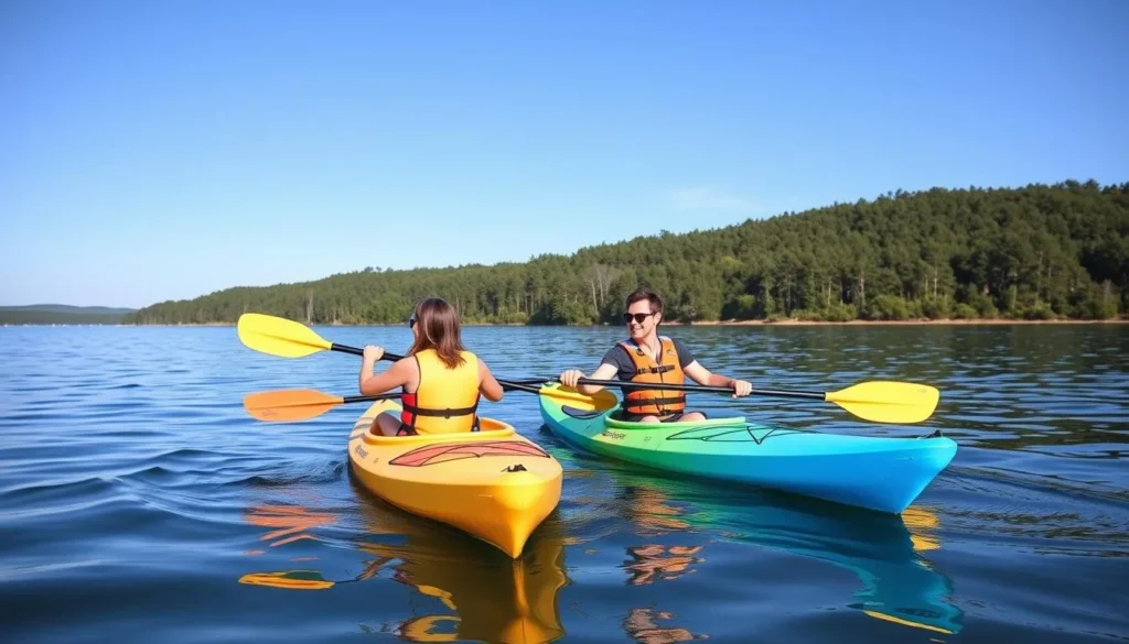 Family enjoying kayaking on Toledo Bend Reservoir