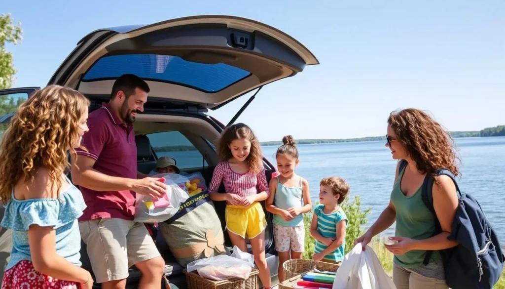 Family preparing for a day at Boyd Lake State Park