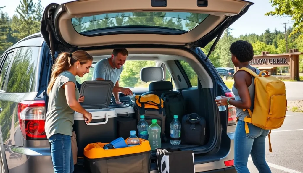 Family preparing for a day at Yellow Creek State Park