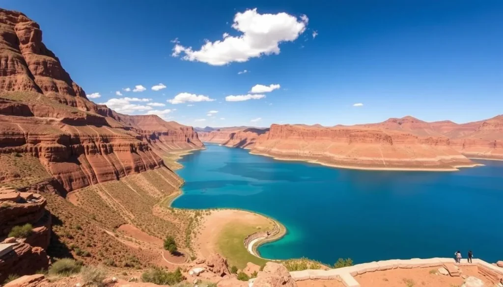 Flaming Gorge National Recreation Area with its dramatic red cliffs and emerald waters Flaming Gorge National Recreation Area with its dramatic red cliffs and emerald waters