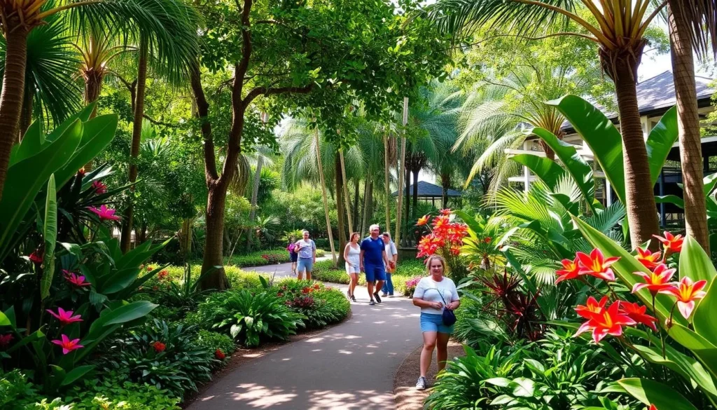 Foster Botanical Garden near Chinatown Honolulu with tropical plants and flowers