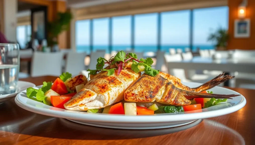 Fresh seafood and California cuisine at a restaurant near Santa Monica State Beach Fresh seafood and California cuisine at a restaurant near Santa Monica State Beach