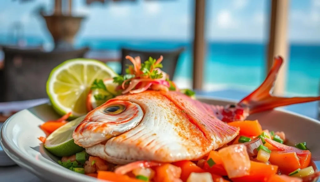 Fresh seafood dish at a beachfront restaurant in Punta Mita Mexico
