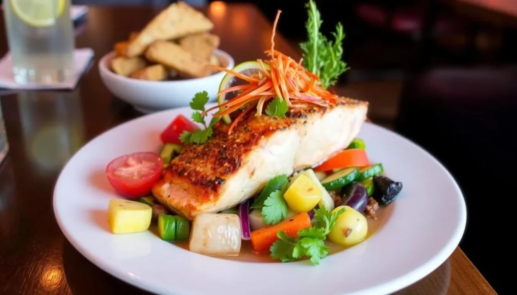 Fresh seafood dish being served at Walt's Wharf restaurant in Seal Beach