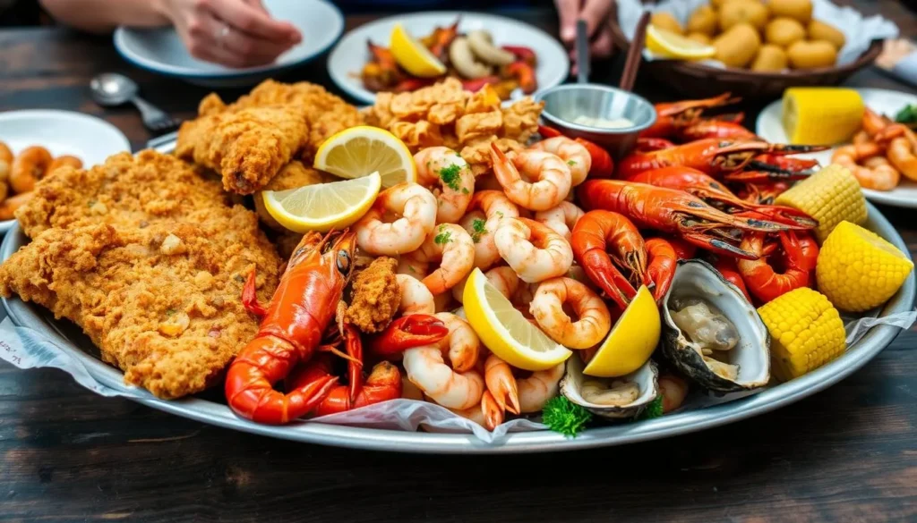 Fresh seafood platter featuring local Louisiana cuisine