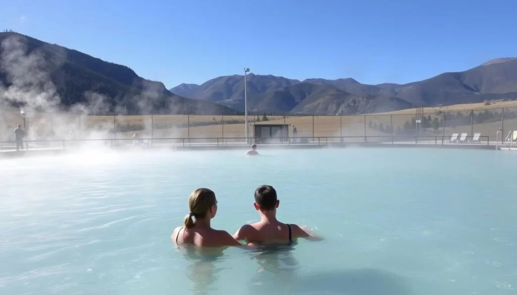 Glenwood Hot Springs Pool with mountains in the background Glenwood Hot Springs Pool with mountains in the background