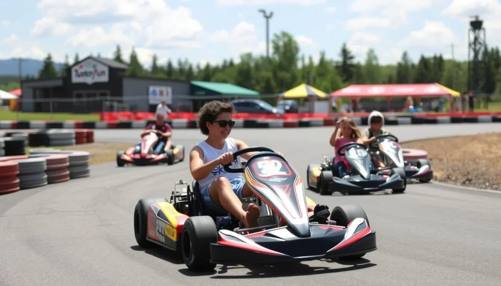 Go-kart racing at Tussey Mountain Pennsylvania Fun Centre with families Go-kart racing at Tussey Mountain Pennsylvania Fun Centre with families