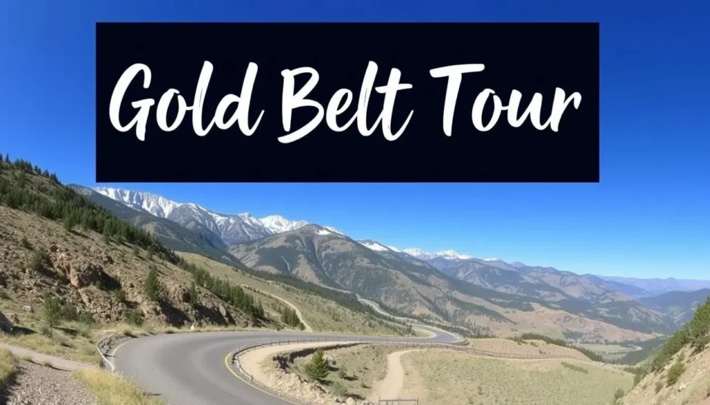 Gold Belt Tour Backcountry Roads Colorado map showing the route through Cripple Creek, Victor, and Cañon City with mountain backdrop Gold Belt Tour Backcountry Roads Colorado map showing the route through Cripple Creek, Victor, and Cañon City with mountain backdrop