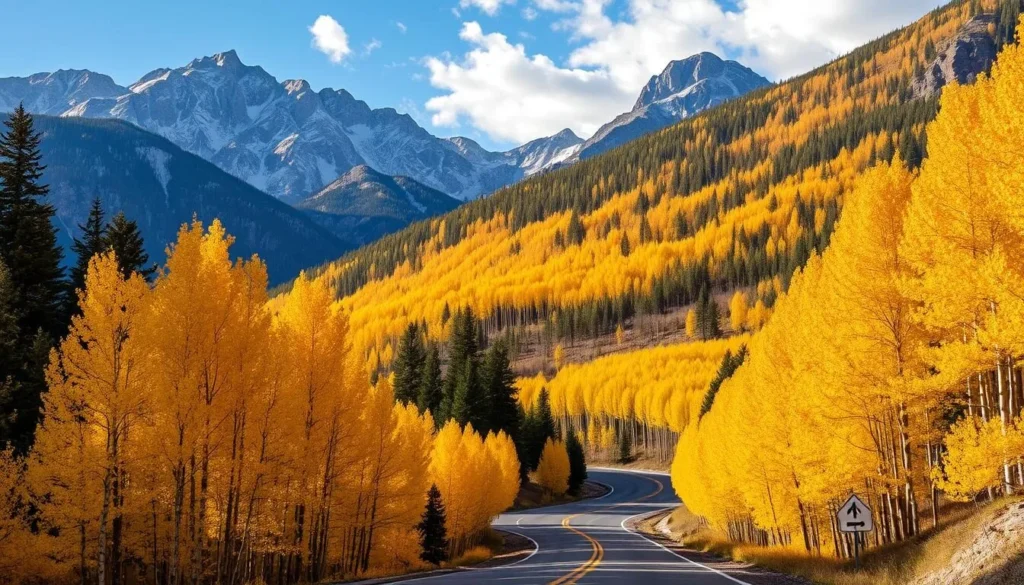 Golden aspen trees along Guanella Pass Scenic Byway Colorado during peak fall colors Golden aspen trees along Guanella Pass Scenic Byway Colorado during peak fall colors