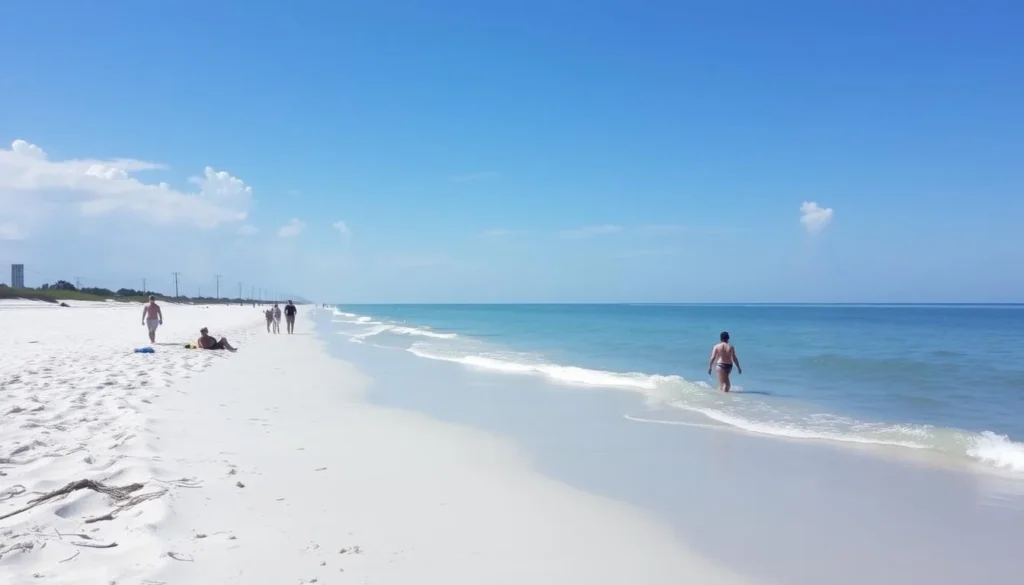 Grand Isle State Park beach with visitors enjoying the Gulf shore Grand Isle State Park beach with visitors enjoying the Gulf shore