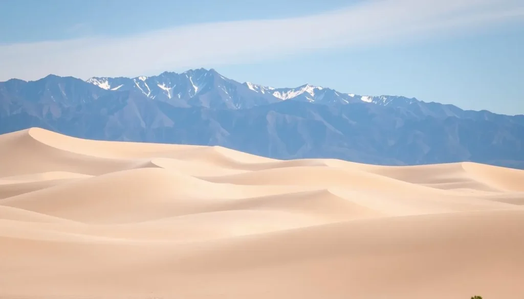 Great Sand Dunes National Park near Crestone with mountains in background