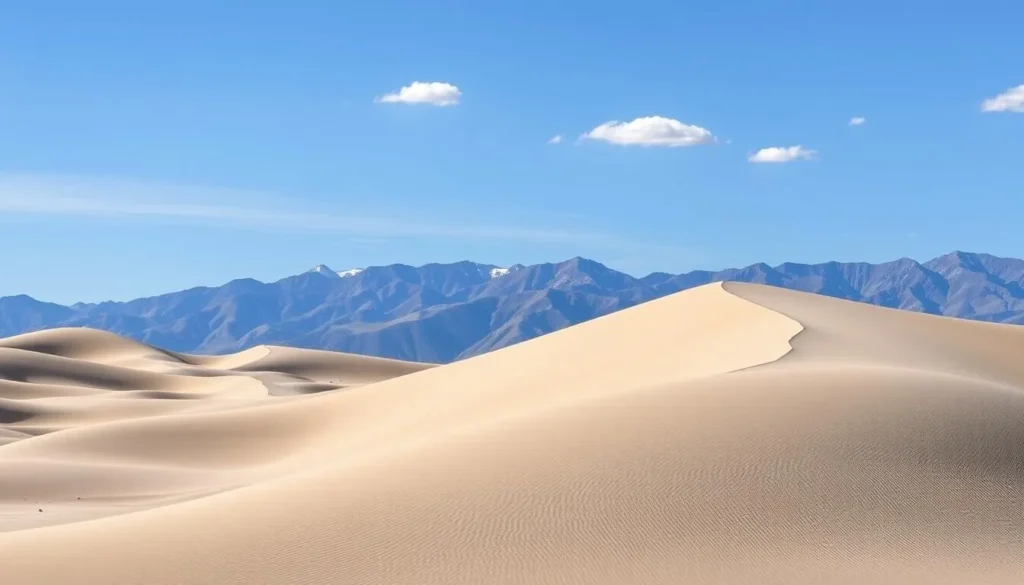 Great Sand Dunes National Park with mountains in background near Alamosa