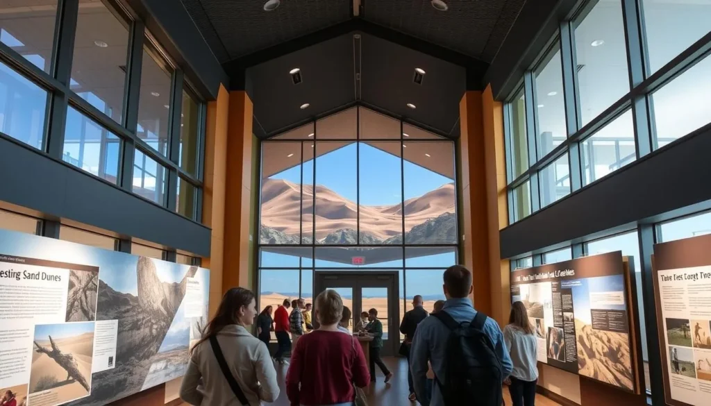 Great Sand Dunes Visitor Center with educational displays about the park's formation