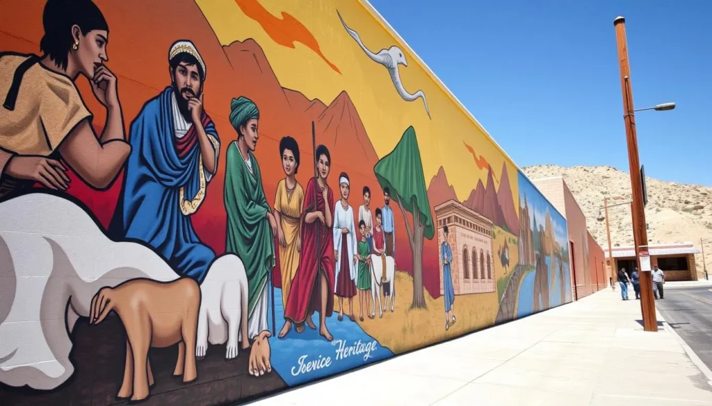 Greek Heritage Mural in Ely Nevada showing detailed cultural imagery