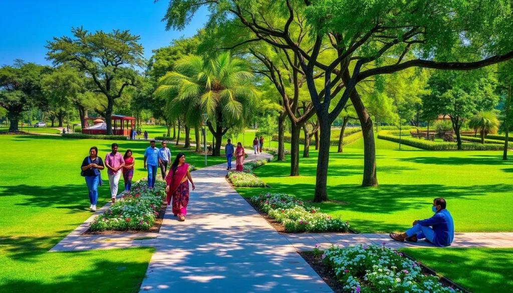 Green spaces and walking paths at Leisure Valley Park in Chandigarh Green spaces and walking paths at Leisure Valley Park in Chandigarh
