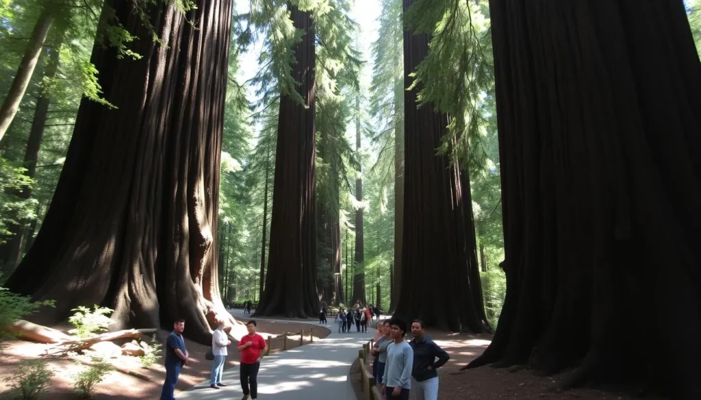 Henry Cowell Redwoods State Park showing massive redwood trees near Santa Cruz Henry Cowell Redwoods State Park showing massive redwood trees near Santa Cruz