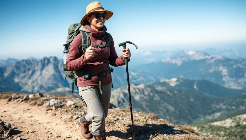 Hiker with proper gear and backpack on Wheeler Peak Trail Hiker with proper gear and backpack on Wheeler Peak Trail