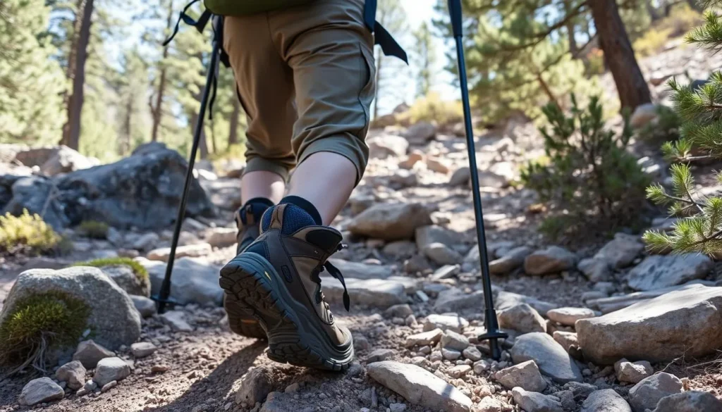 Hiker with proper gear navigating the trail to Turkey Creek Hot Springs in New Mexico