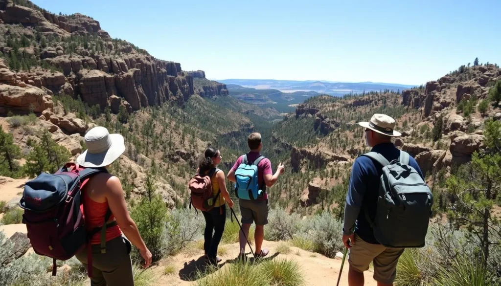 Hikers enjoying the scenic Rattlesnake Gulch Trail with views of the canyon Hikers enjoying the scenic Rattlesnake Gulch Trail with views of the canyon