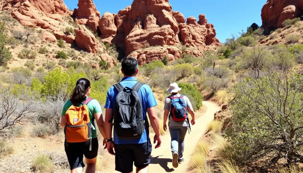 Hikers exploring a trail in Sycamore Canyon Wilderness
