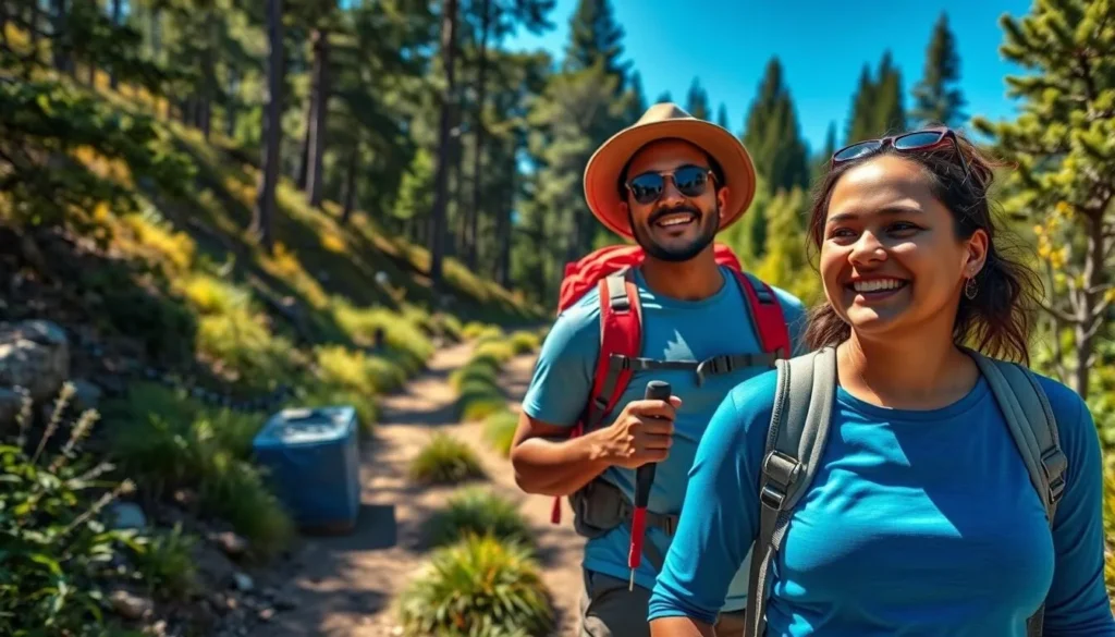 Hikers on Ward Creek trail following proper trail etiquette