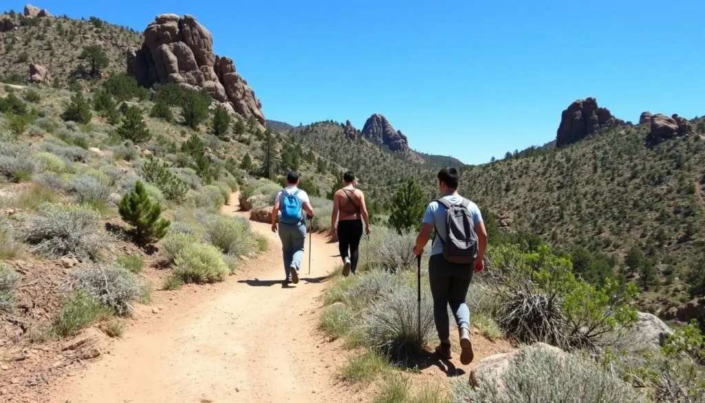 Hikers on a well-maintained trail at Horsetooth Mountain Open Space