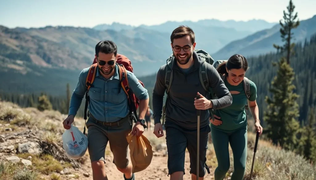 Hikers practicing Leave No Trace principles Sierra Nevada California best things to do include responsible outdoor recreation Hikers practicing Leave No Trace principles Sierra Nevada California best things to do include responsible outdoor recreation