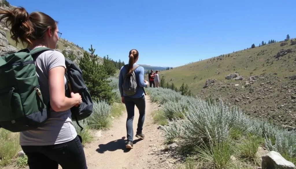 Hikers practicing Leave No Trace principles on Horsetooth Falls trail in Colorado