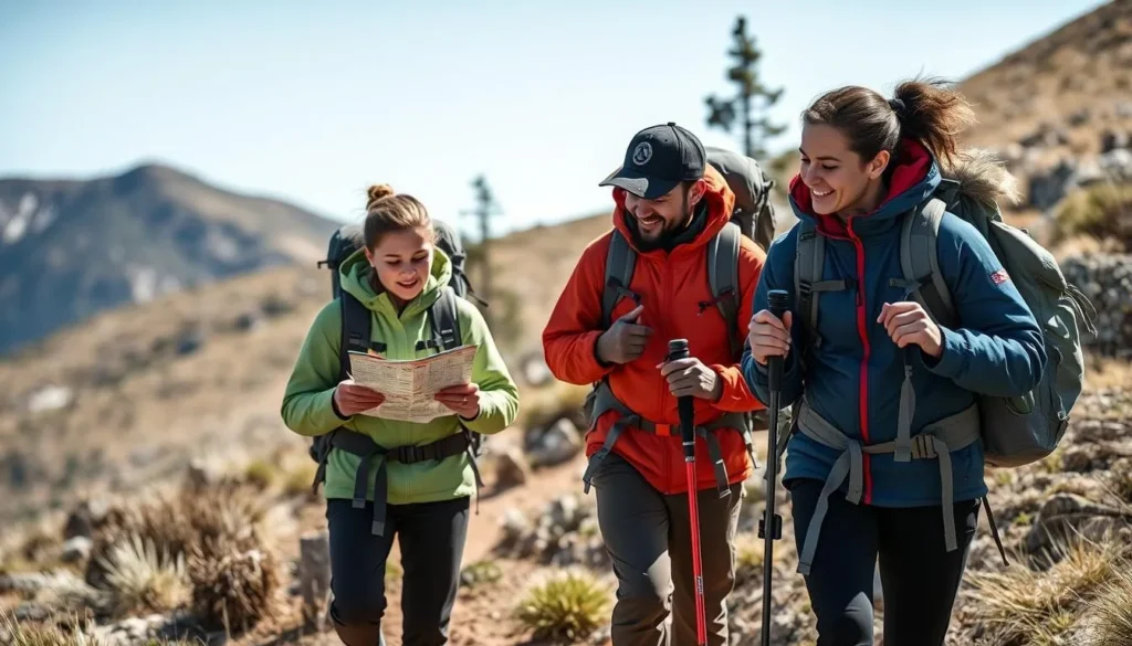 Hikers prepared with proper gear on a trail in Flat Tops Wilderness demonstrating safety for Flat Tops Colorado things to do
