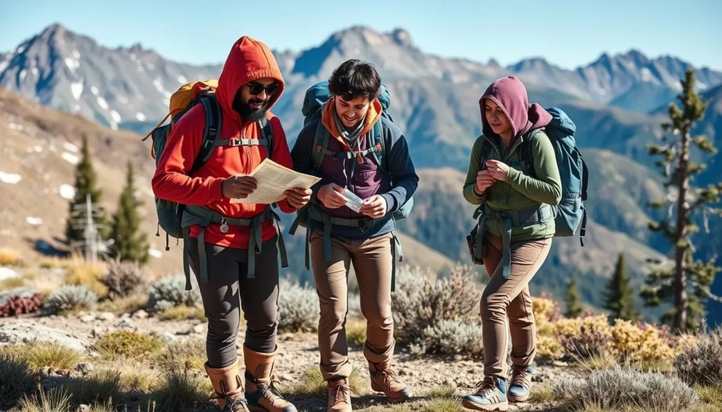 Hikers properly prepared for mountain conditions in the Elk Mountains Colorado Hikers properly prepared for mountain conditions in the Elk Mountains Colorado