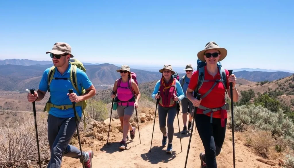 Hikers with proper gear exploring a trail in Santa Monica Mountains