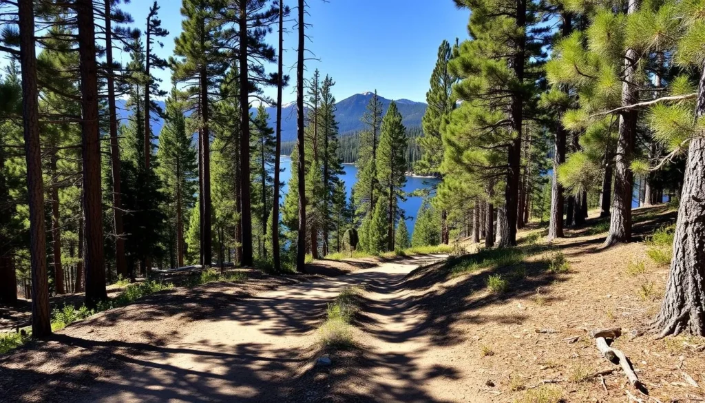 Hiking trail near Shadow Mountain Lake with views of Bird Island and the Continental Divide Hiking trail near Shadow Mountain Lake with views of Bird Island and the Continental Divide