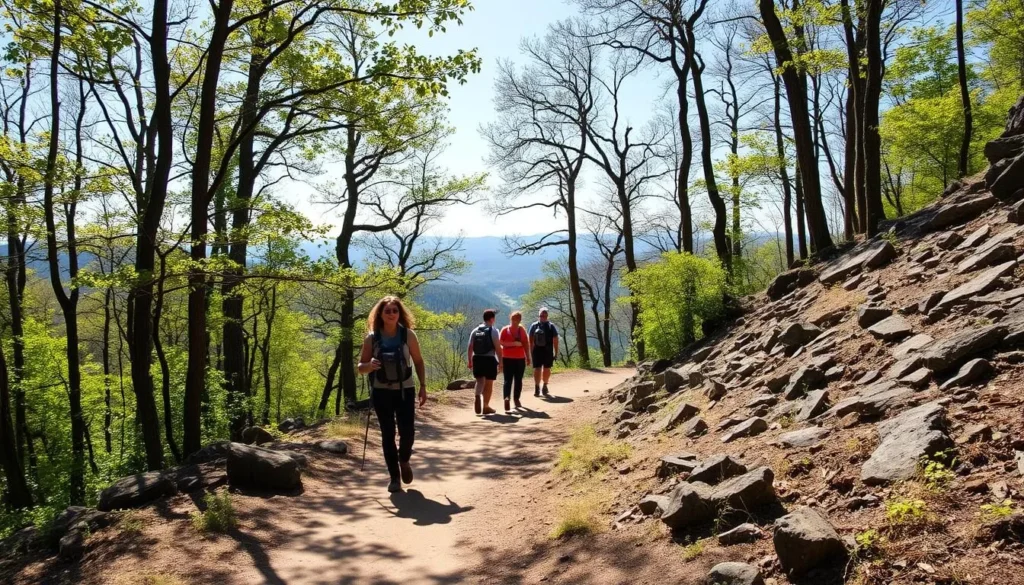 Hiking trail on Wills Mountain Pennsylvania with scenic mountain views