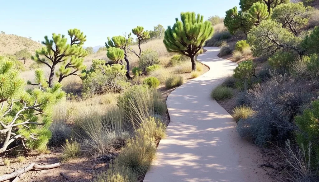 Hiking trail through Fort Stanton Snowy River Cave Area with directional markers