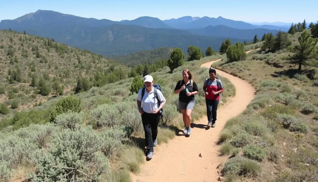Hiking trail through Tomo-Kahni State Historic Park with diverse group of hikers Hiking trail through Tomo-Kahni State Historic Park with diverse group of hikers