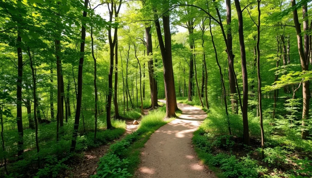 Hiking trail through forest at Pyramid State Park Hiking trail through forest at Pyramid State Park
