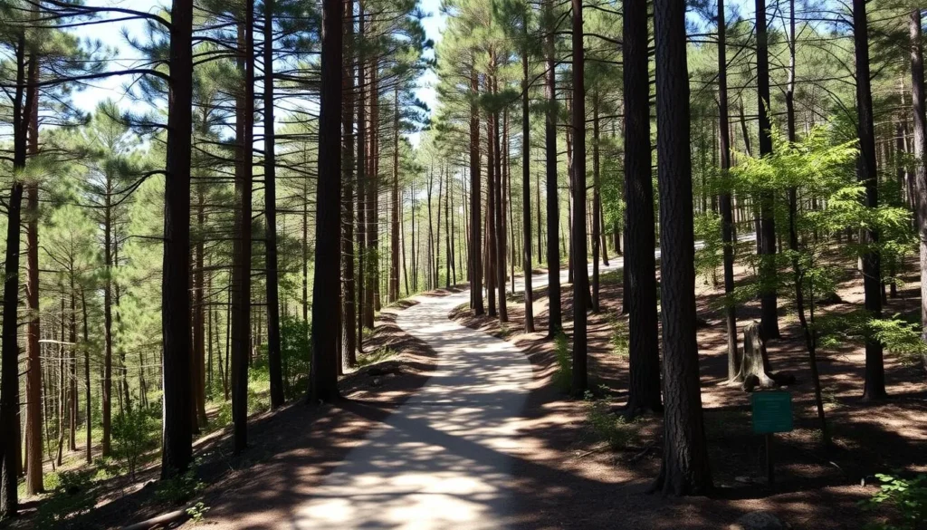 Hiking trail through pine forest at North Toledo Bend State Park