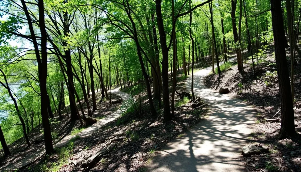 Hiking trail through wooded area of Vicksburg National Military Park Hiking trail through wooded area of Vicksburg National Military Park